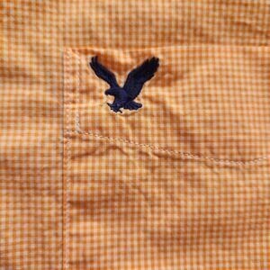 American Eagle men's L standard blue plaid button-up casual dressy shirt sherber